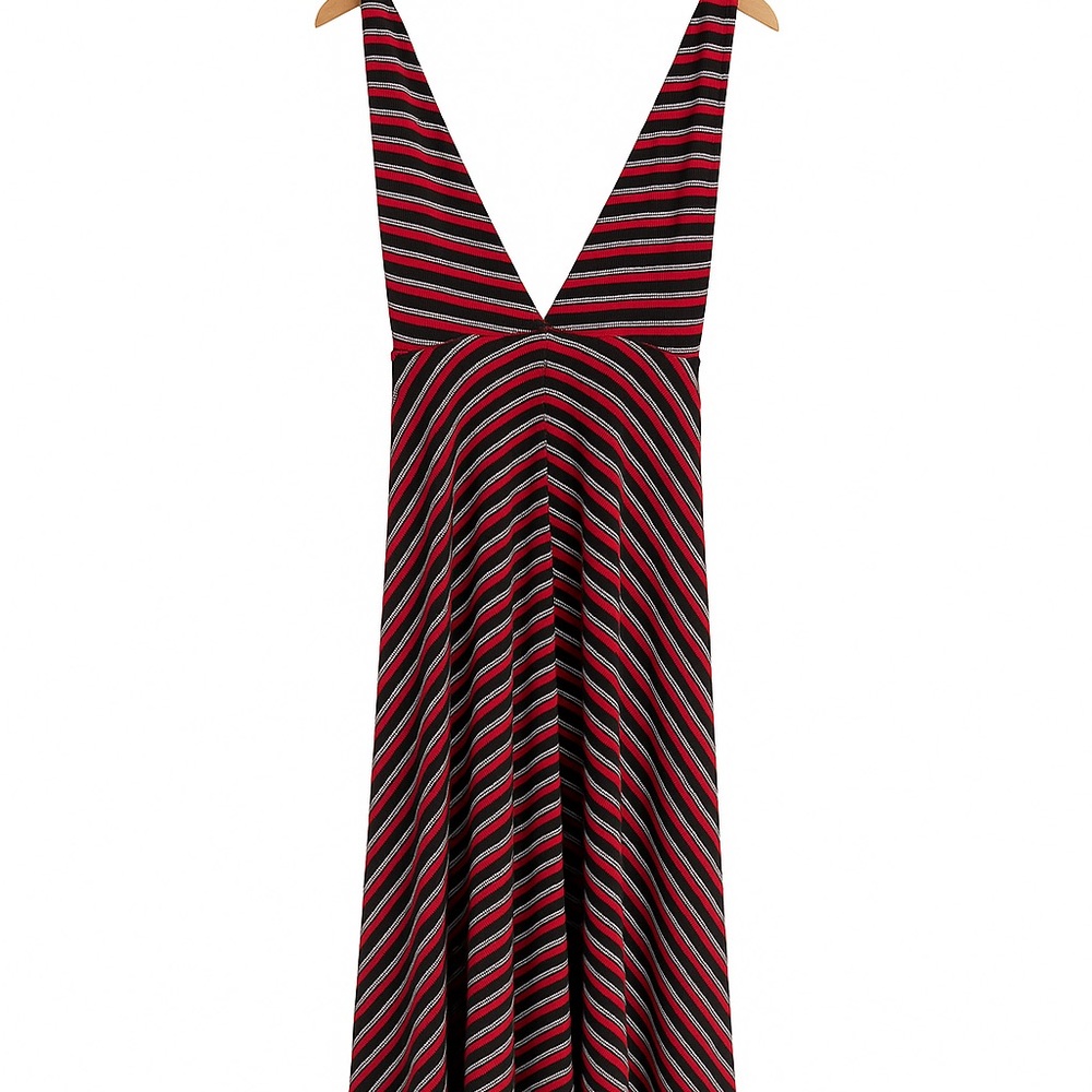 Reformation Backless Striped Dress - Red and Black